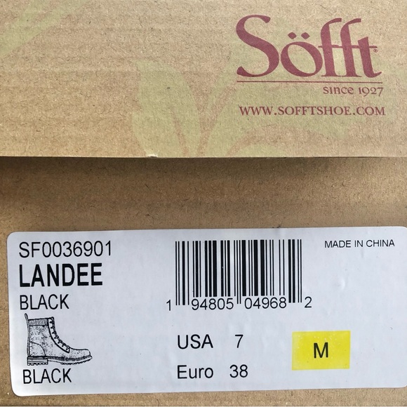 ⭐️Sofft⭐️New Landee Black Combat Boots Women's Lace Up Ankle Bootie Boot 7 NWT - Picture 6 of 6